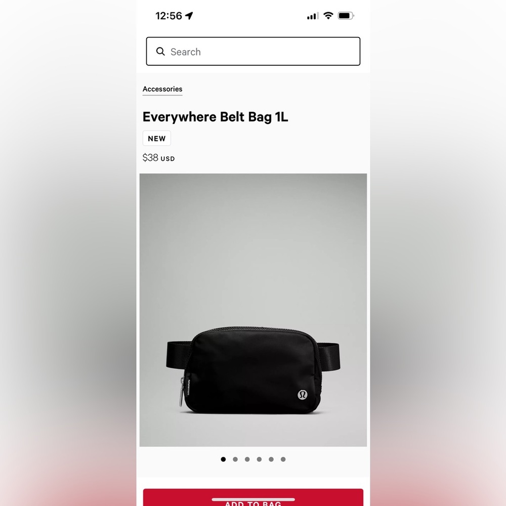 Lululemon Black Belt Bag- never worn- great condition without tags